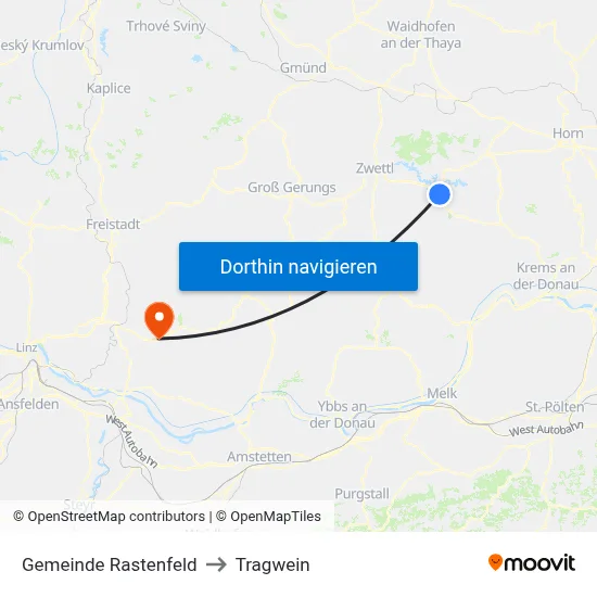 Gemeinde Rastenfeld to Tragwein map