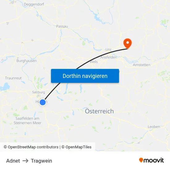 Adnet to Tragwein map