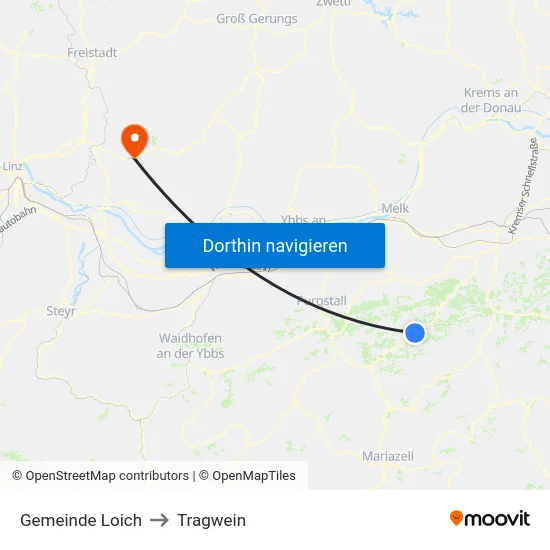 Gemeinde Loich to Tragwein map