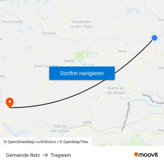 Gemeinde Retz to Tragwein map