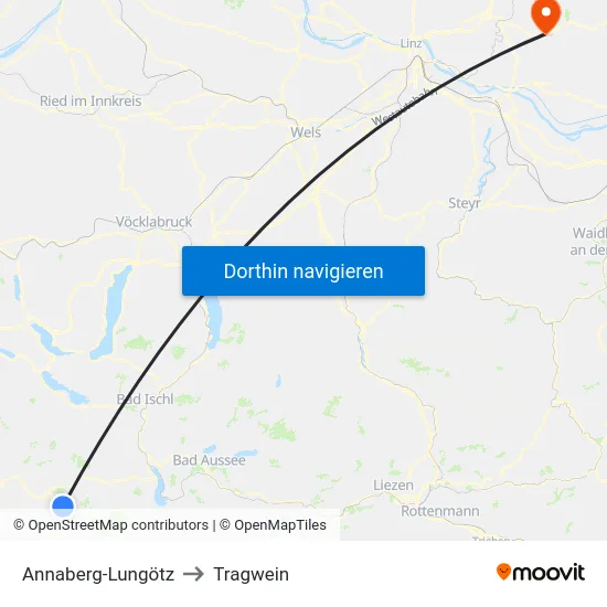 Annaberg-Lungötz to Tragwein map