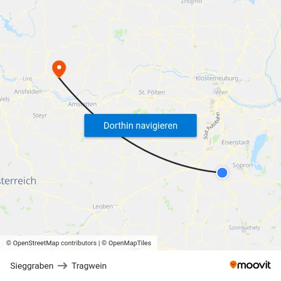Sieggraben to Tragwein map