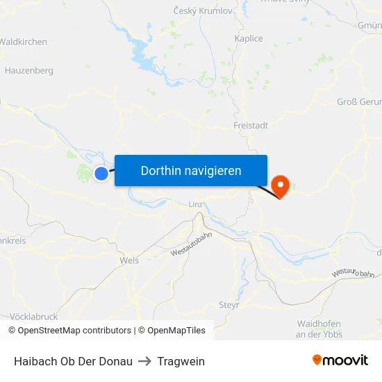 Haibach Ob Der Donau to Tragwein map
