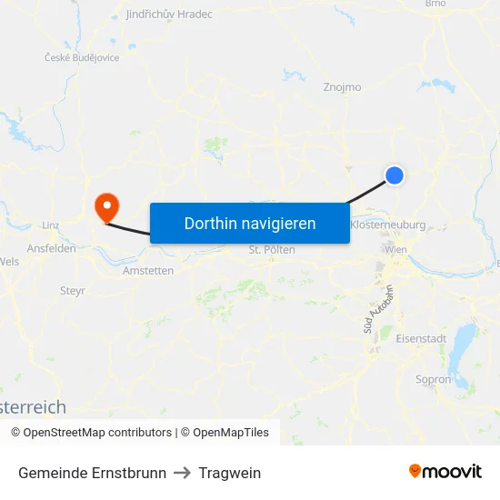 Gemeinde Ernstbrunn to Tragwein map