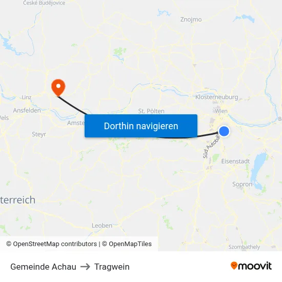 Gemeinde Achau to Tragwein map