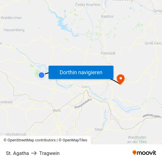 St. Agatha to Tragwein map