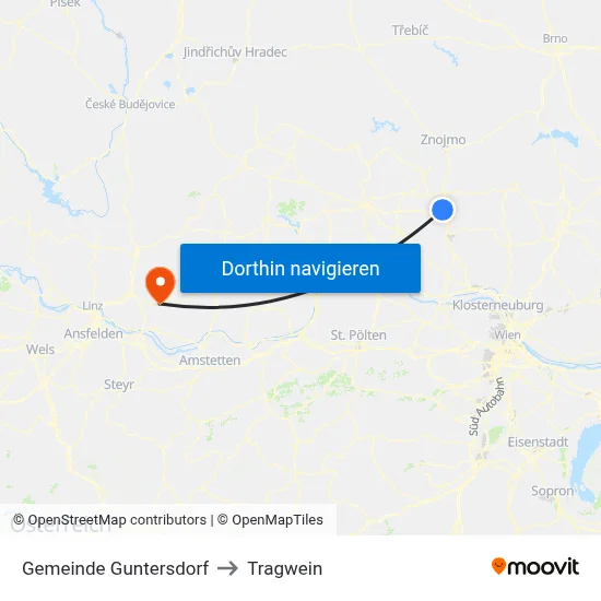 Gemeinde Guntersdorf to Tragwein map