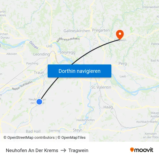 Neuhofen An Der Krems to Tragwein map