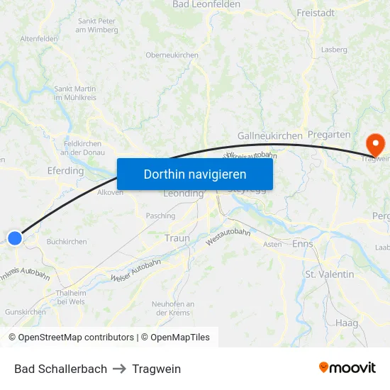 Bad Schallerbach to Tragwein map