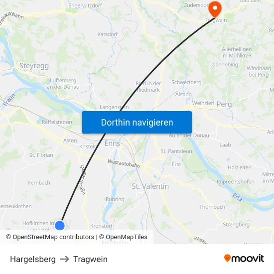 Hargelsberg to Tragwein map