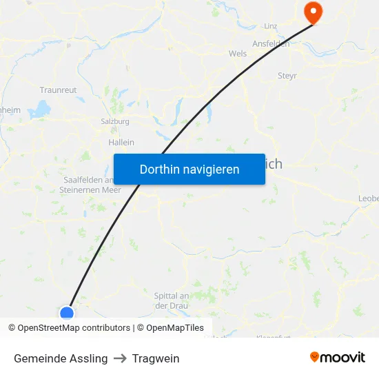 Gemeinde Assling to Tragwein map