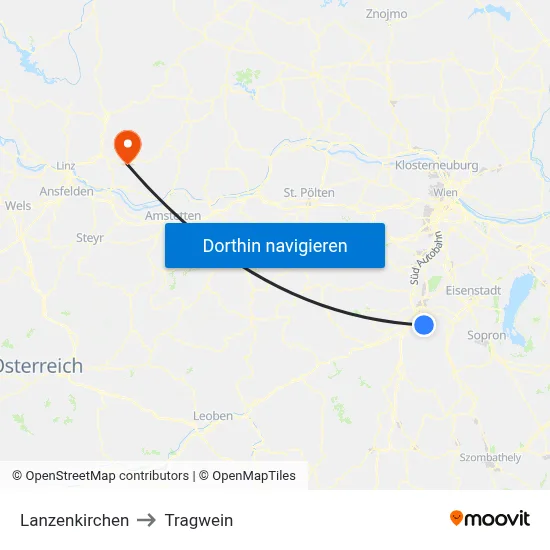 Lanzenkirchen to Tragwein map
