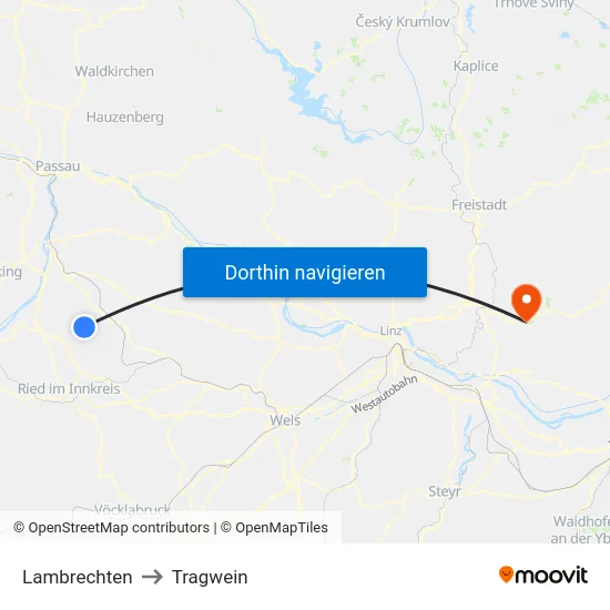 Lambrechten to Tragwein map