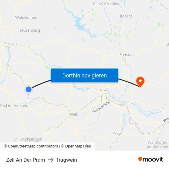 Zell An Der Pram to Tragwein map