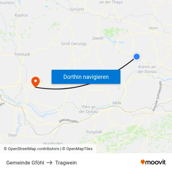 Gemeinde Gföhl to Tragwein map