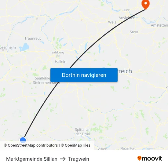 Marktgemeinde Sillian to Tragwein map