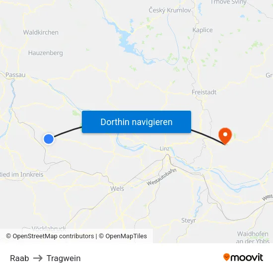 Raab to Tragwein map