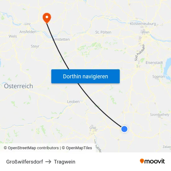 Großwilfersdorf to Tragwein map