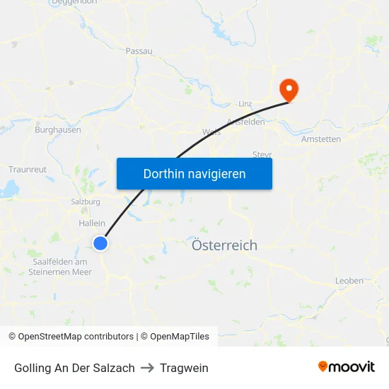 Golling An Der Salzach to Tragwein map