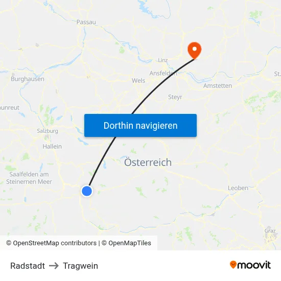 Radstadt to Tragwein map