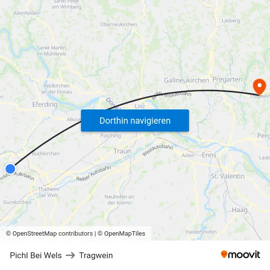 Pichl Bei Wels to Tragwein map