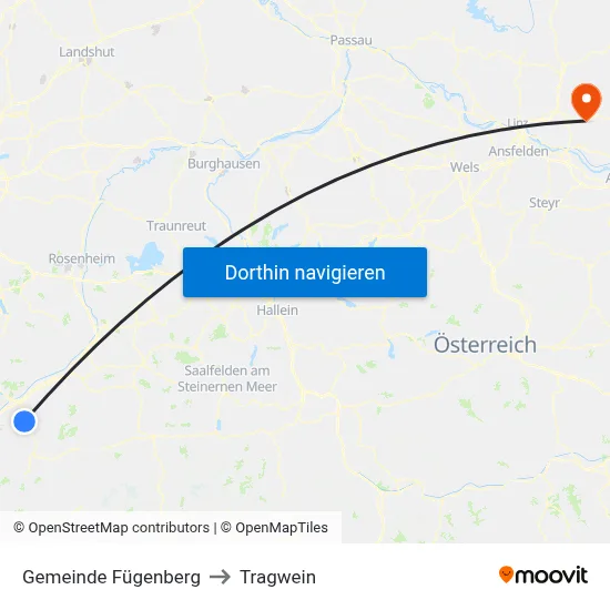 Gemeinde Fügenberg to Tragwein map