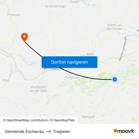 Gemeinde Eschenau to Tragwein map
