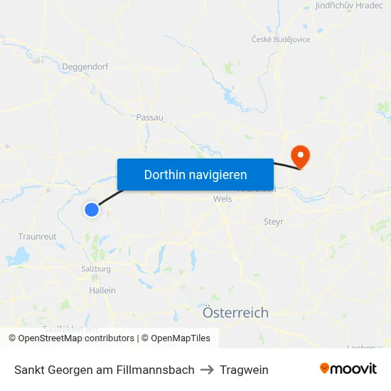 Sankt Georgen am Fillmannsbach to Tragwein map