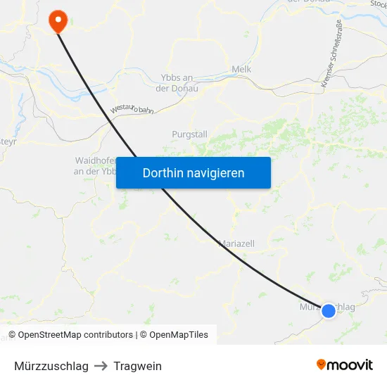 Mürzzuschlag to Tragwein map