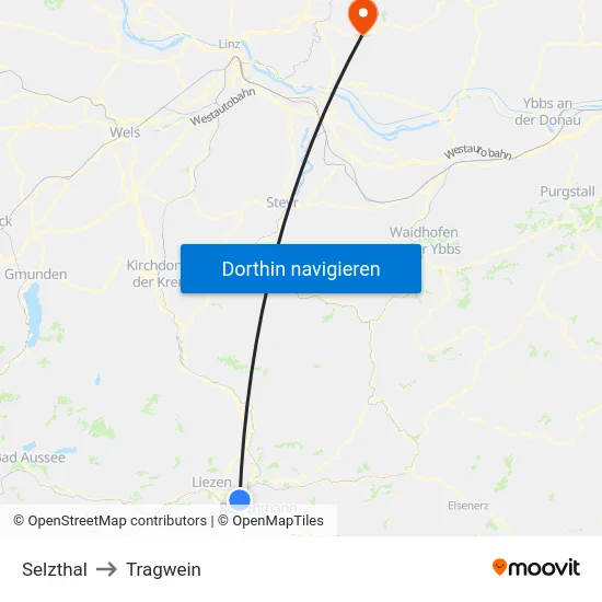 Selzthal to Tragwein map