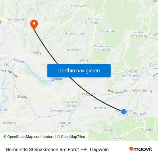 Gemeinde Steinakirchen am Forst to Tragwein map