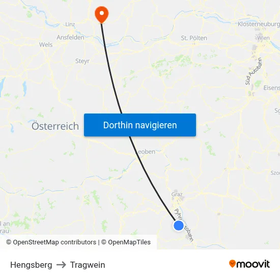 Hengsberg to Tragwein map