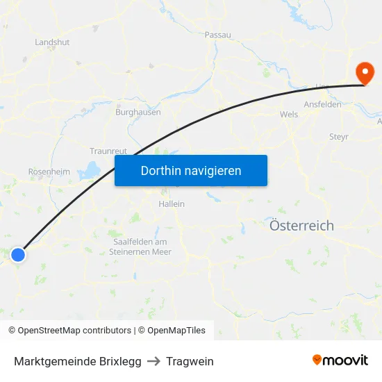 Marktgemeinde Brixlegg to Tragwein map