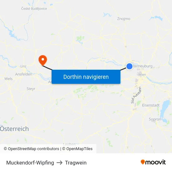 Muckendorf-Wipfing to Tragwein map