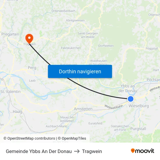 Gemeinde Ybbs An Der Donau to Tragwein map