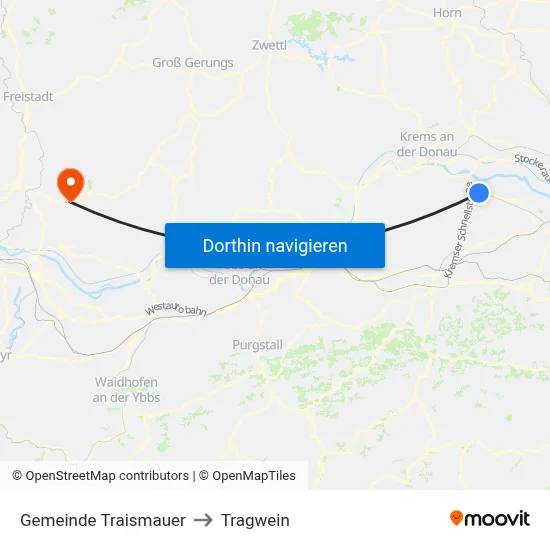 Gemeinde Traismauer to Tragwein map