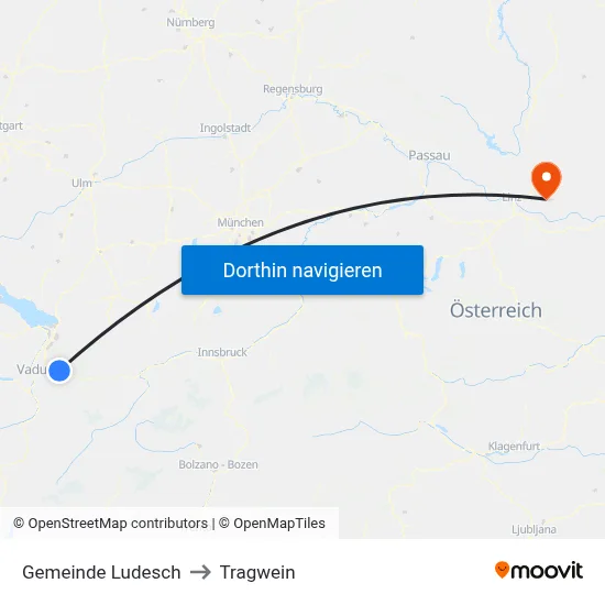 Gemeinde Ludesch to Tragwein map