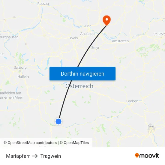 Mariapfarr to Tragwein map