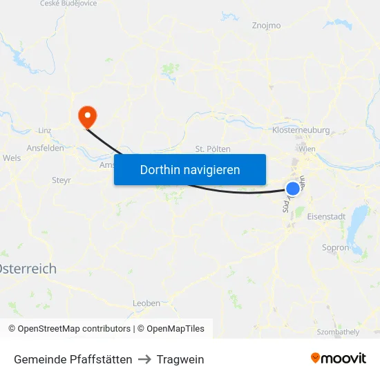 Gemeinde Pfaffstätten to Tragwein map