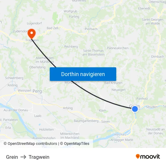 Grein to Tragwein map