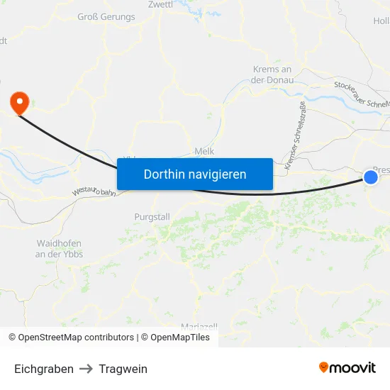 Eichgraben to Tragwein map