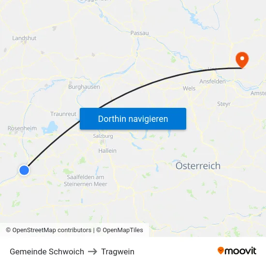 Gemeinde Schwoich to Tragwein map