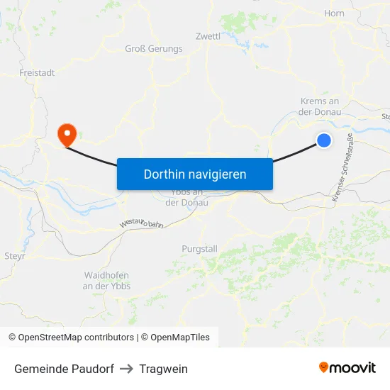Gemeinde Paudorf to Tragwein map