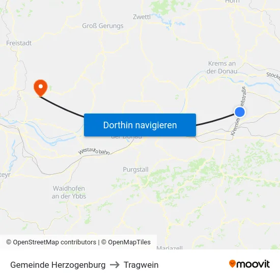 Gemeinde Herzogenburg to Tragwein map