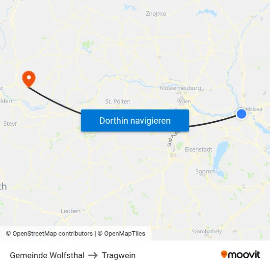 Gemeinde Wolfsthal to Tragwein map