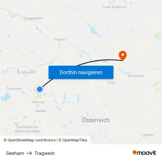 Seeham to Tragwein map