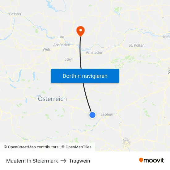Mautern In Steiermark to Tragwein map