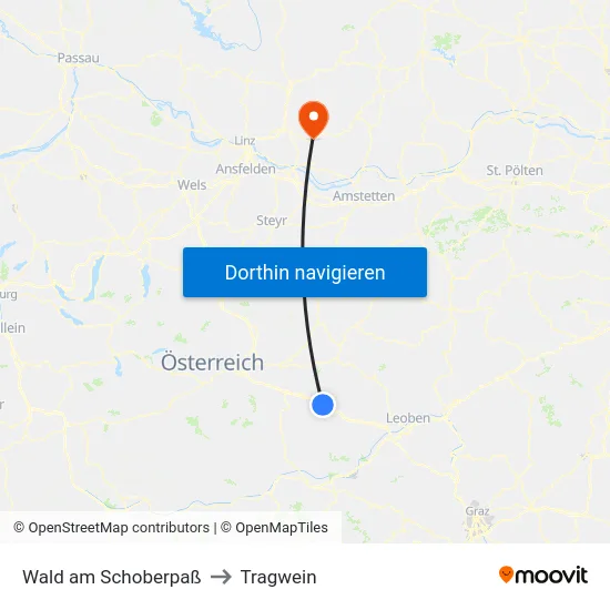 Wald am Schoberpaß to Tragwein map