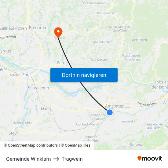 Gemeinde Winklarn to Tragwein map