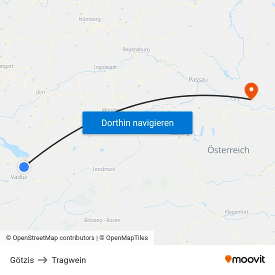 Götzis to Tragwein map